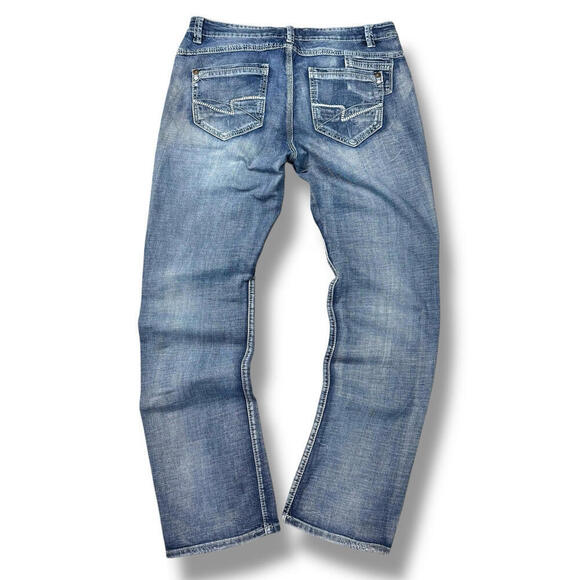 BLK.8 DNM Slim Fit Low Waist Distressed Jeans Light Wash 36x32 Straight Leg Blue - Picture 1 of 11